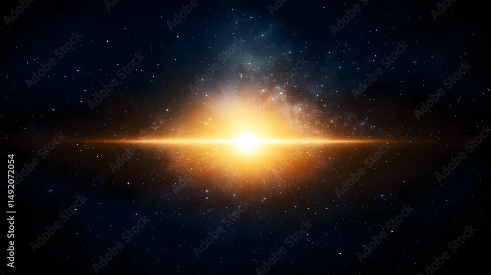 Poster bright central light source in deep space
