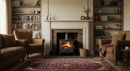 Cozy living room with fireplace