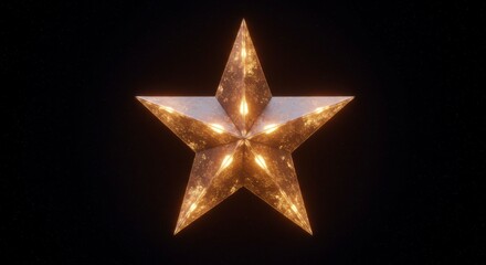 Golden star, geometric design, glowing light