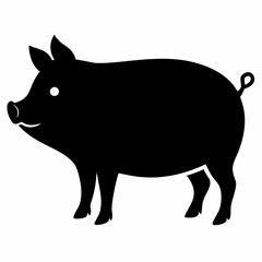 Fototapeta premium Simple black silhouette of a pig