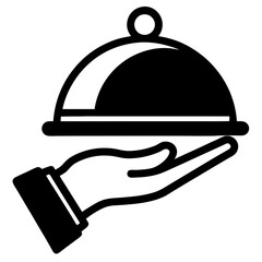 Fototapeta premium Hand presenting a food dome server icon