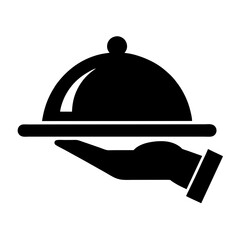 Restaurant service icon hand holding food dome