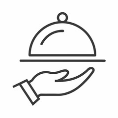 Fototapeta premium Hand serving food under a dome cover
