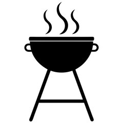 Black and white illustration of a kettle grill