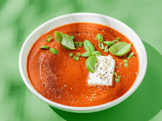 tomato soup with feta and basil