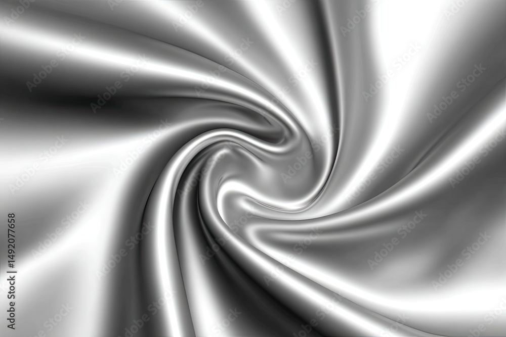 Poster silver fabric swirling in a dynamic pattern