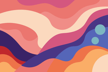 Abstract colorful wavy layers graphic design composition on white background