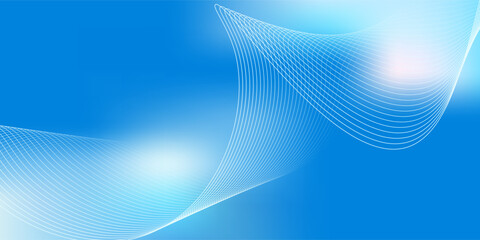 Abstract blue gradient background with shining lines waves. Minimalist background for banner, poster, cover, brochure, flyer, website