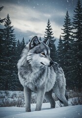 Winter Wolf: Majestic Grey in Snowy Forest