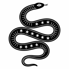 Obraz premium Ornate black snake with stars design illustration