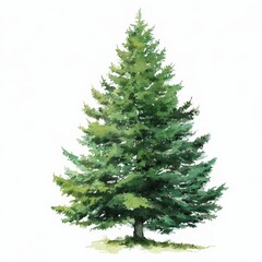 Fototapeta premium Hand-painted Spruce Tree Watercolor Illustration