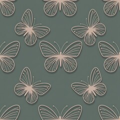 Fototapeta premium Serene Blush Butterflies: Teal Green Pattern Design