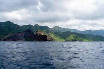 Cliffs along the coast between Taiohae and Hakaui, Nuku Hiva, French Polynesia