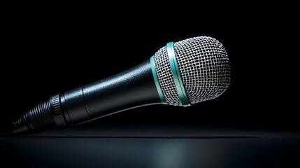 Obraz premium Pixelated Microphone On Dark Background