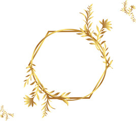 wedding circle frame Luxury gold floral elements 