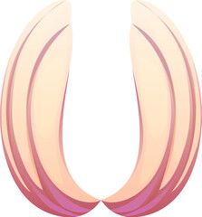 Reef seashell cartoon font letter U. Sea shell English alphabet type letter, ocean seashell cartoon vector font symbol. Coral reef conch typeset sign or kids ABC typeface element