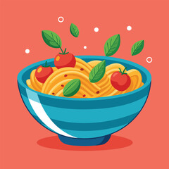 pasta on bowl vector