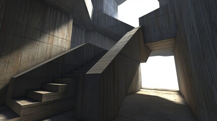 Fototapeta premium Abstract concrete architecture with stairs and open spaces