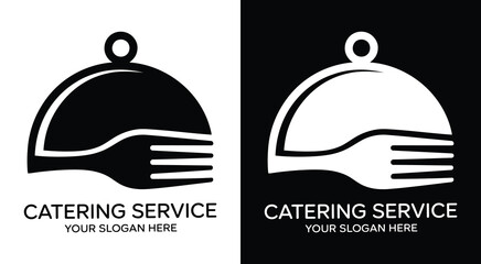 Catering Service Logo Bold Black Tray and Fork Design for Professional Events