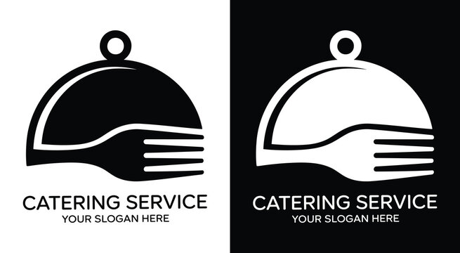 Catering Service Logo Bold Black Tray and Fork Design for Professional Events