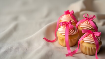 Pink Cupcakes with Pink Ribbons Delicious Sweet Treats
