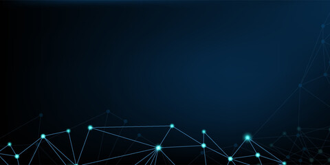 Abstract futuristic - Molecules technology with polygonal shapes on dark blue background. Illustration Vector design digital technology concept.