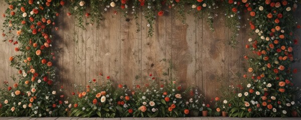 Rustic charm, faux floral wall  Ideal for adding vintage elegance to any setting ,  summer,  background,  pretty