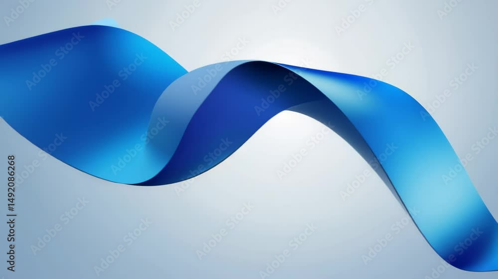 Poster modern abstract blue curved ribbon on light gradient background for technology and design projects