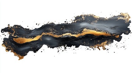 Abstract art featuring a dynamic interplay of black and gold hues, resembling flowing liquid or a celestial landscape