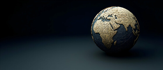 Abstract 3d Rendered Globe Design With Gold Detail
