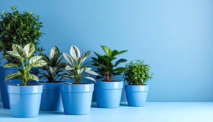 Obraz premium plants in a blue pots