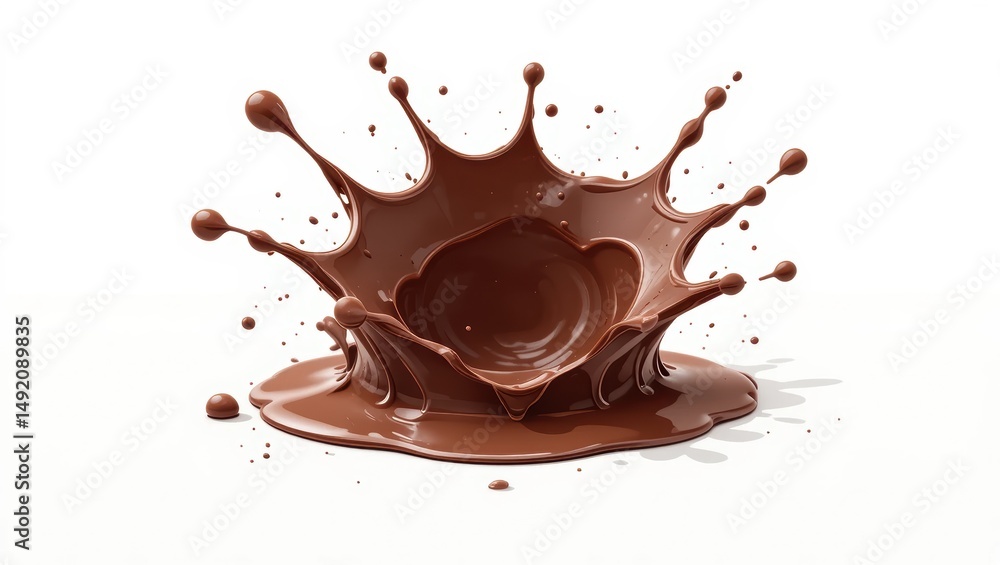 Aufkleber dynamic chocolate splash creating a rich and creamy texture isolated on white background