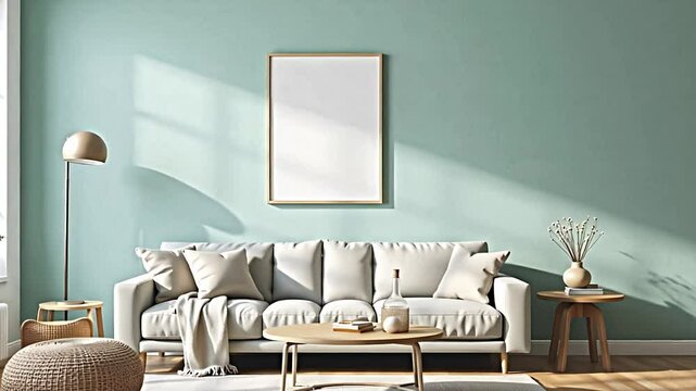 a well appointed living room is decorated with a wall finished in a gentle eucalyptus shade, providing a relaxing environment