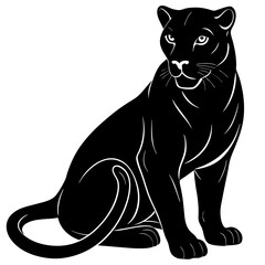 Black panther set down vector Silhouette on white background