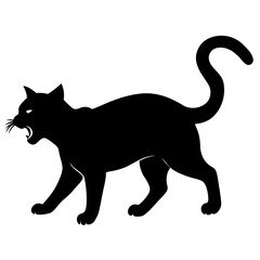 Cat ataking vector Silhouette 