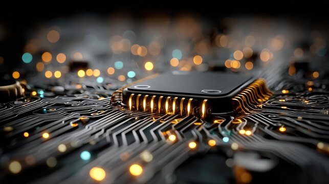 Abstract blue circuit design with glowing digital aesthetic, symbolizing futuristic technology and innovation