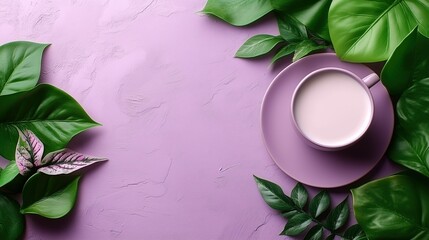 Purple - themed Cup Beverage Still - Life Image for Beverage Ads, Healthy Living Theme, Home Decoration Materials