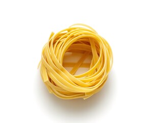 Spaghetti Pasta Nest against Plain White Background