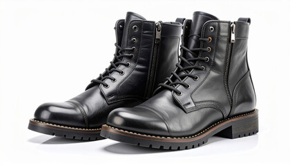 American Motorcycle Boots Mockup On White Background