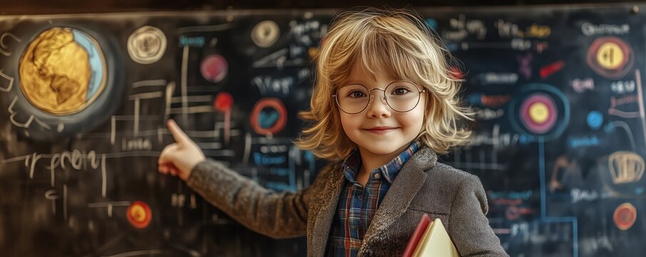 Child dreams of becoming a teacher, inspiring others with knowledge, kindness, and a passion for shaping the future - Powered by Adobe