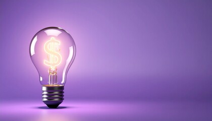 light bulb with dollar sign on purple background