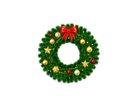 This isolated Christmas wreath on white.