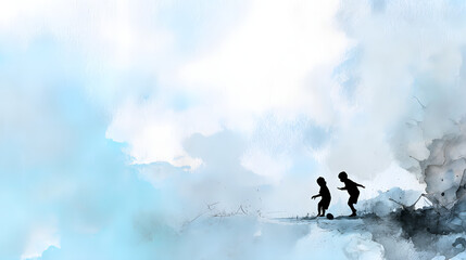 Silhouette running on the mountain