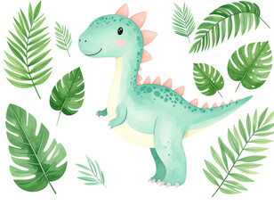 Cute dinosaur set illustration

