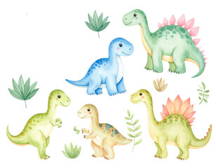 Cute dinosaur set illustration
