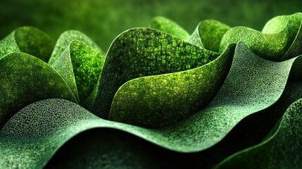 Abstract green wavy leaves
