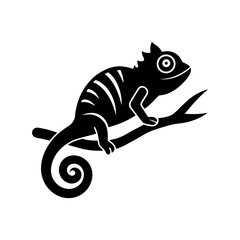 chameleon on a branch vector silhouette