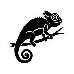 chameleon on a branch vector silhouette