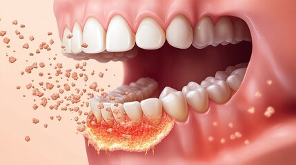 Bad breath resulting from tooth decay and infection, captured in a realistic vector graphic