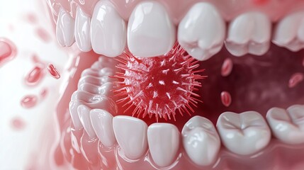 Bad breath resulting from tooth decay and infection, captured in a realistic vector graphic